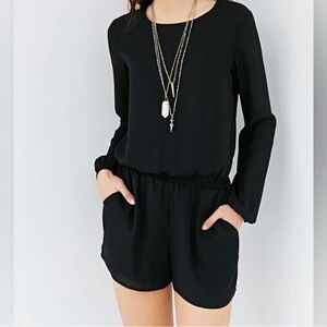Black Long Sleeve Romper Dress XS